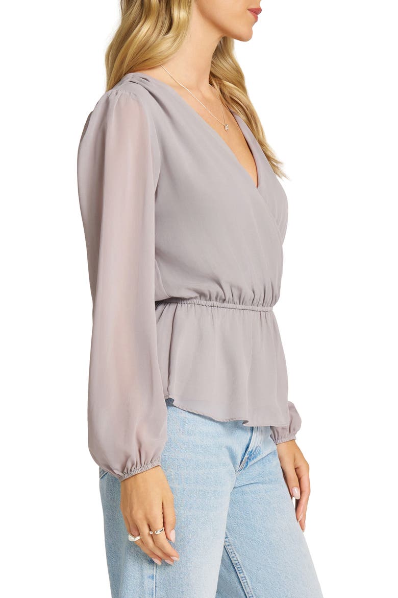 Long Sleeved Peplum Top, Alternate, color, GREY