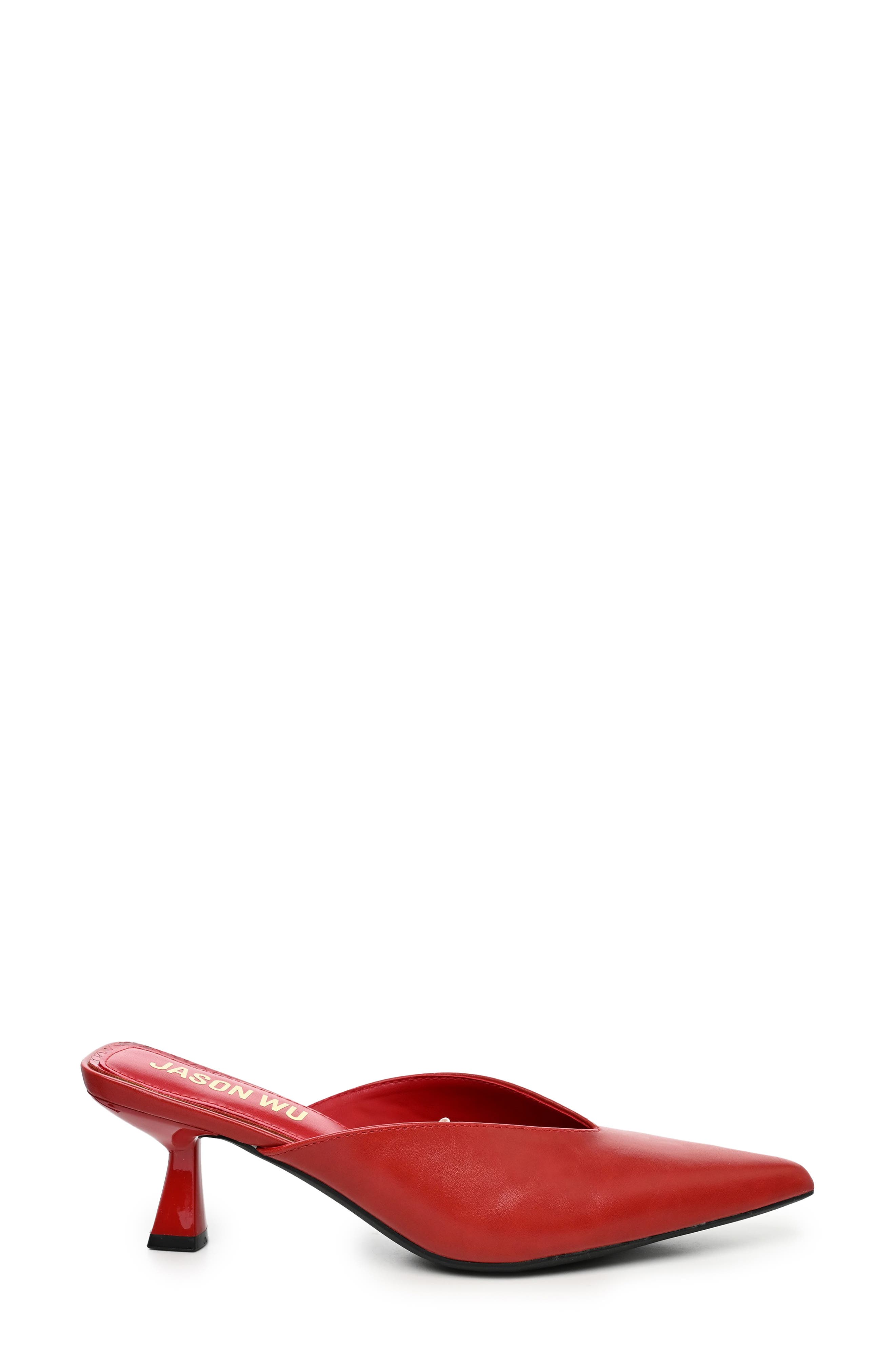 Faux Leather Pointed Toe Mule, Alternate, color, RED
