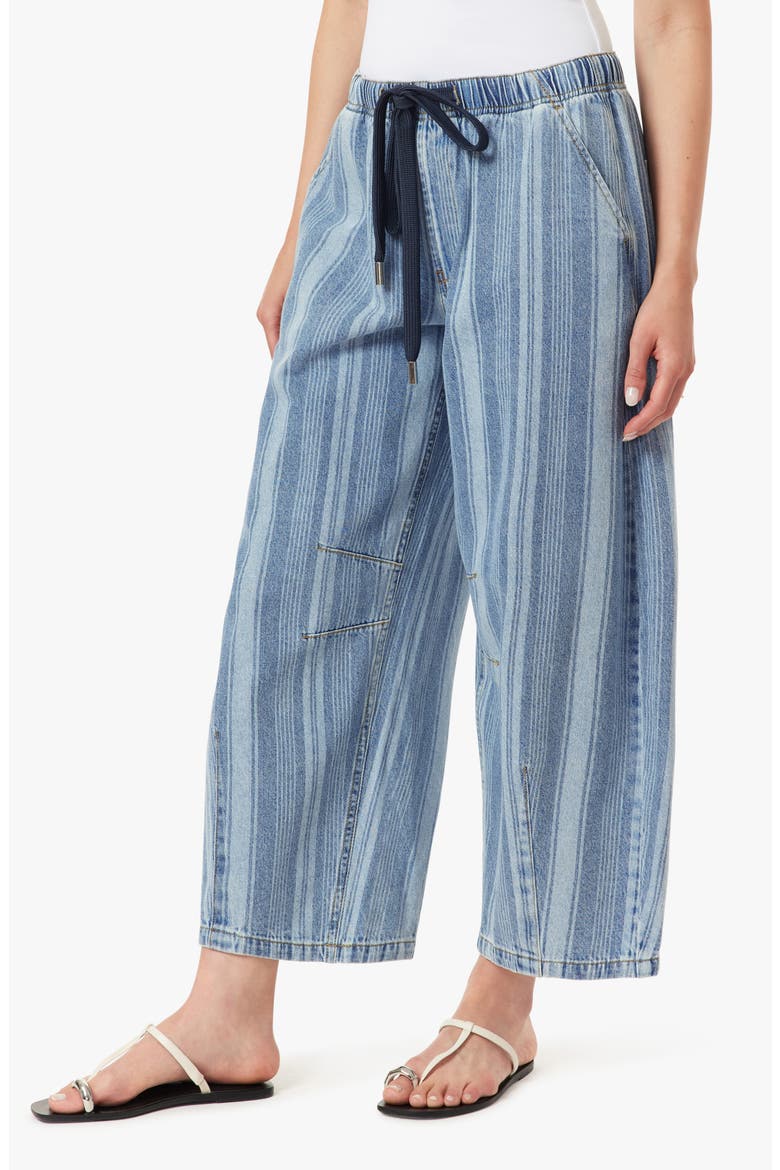 Barrel Leg Pull On Cotton Denim Pants, Alternate, color, PALOMA STRIPE