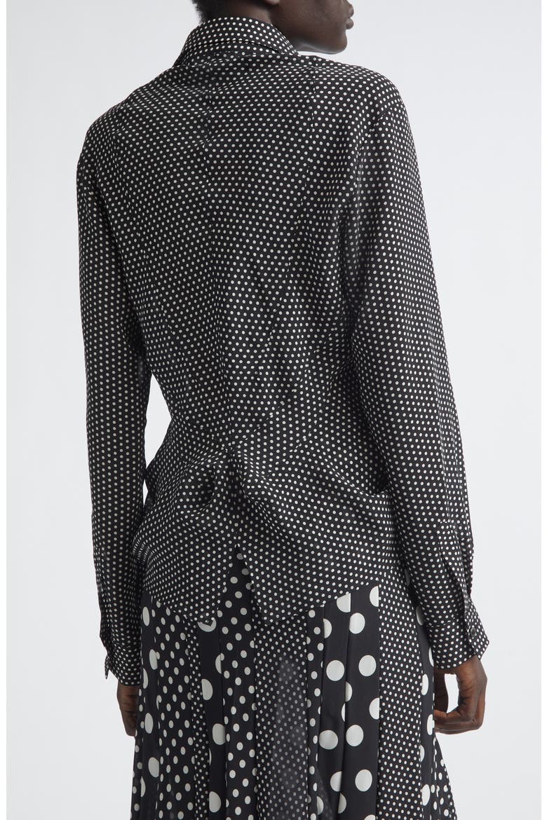 Polka Dot Georgette Button-Up Shirt, Alternate, color, BLACK/ WHITE
