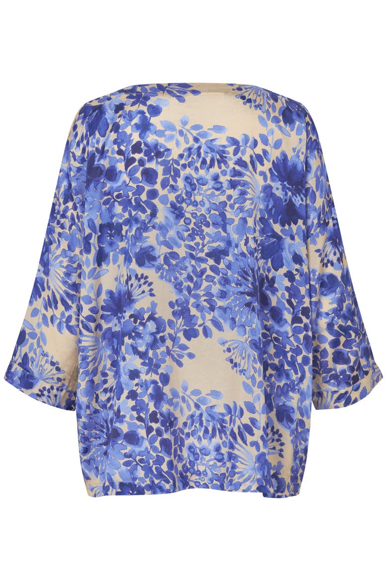 MaBecca Fluid Draped Floral Blouse, Alternate, color, Medieval Blue