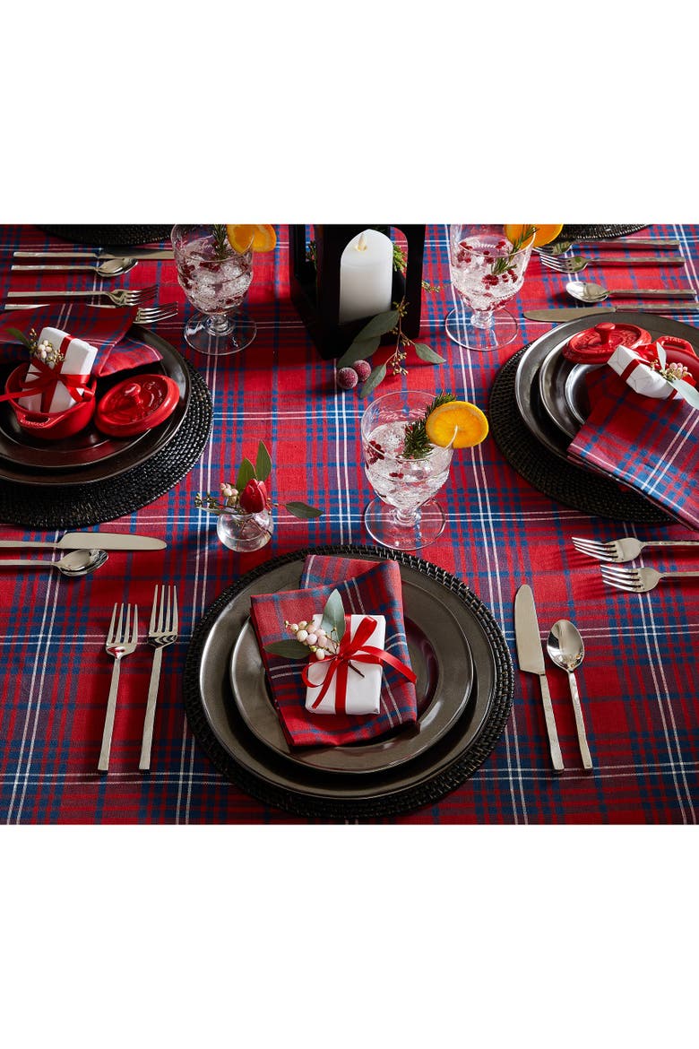 Linen Tablecloth - Red Tartan Plaid, Alternate, color, Red and Navy