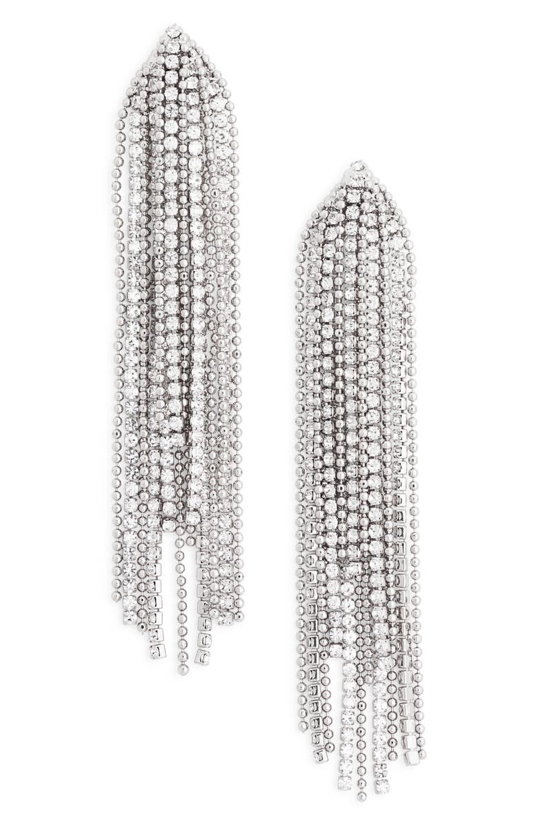 NORDSTROM RACK Crystal Chain Fringe Drop Earrings, Main, color, 