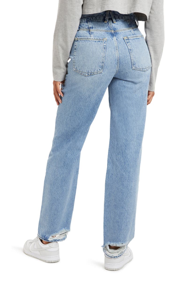 Good American 90s Ripped High Waist Straight Leg Jeans, Alternate, color, 