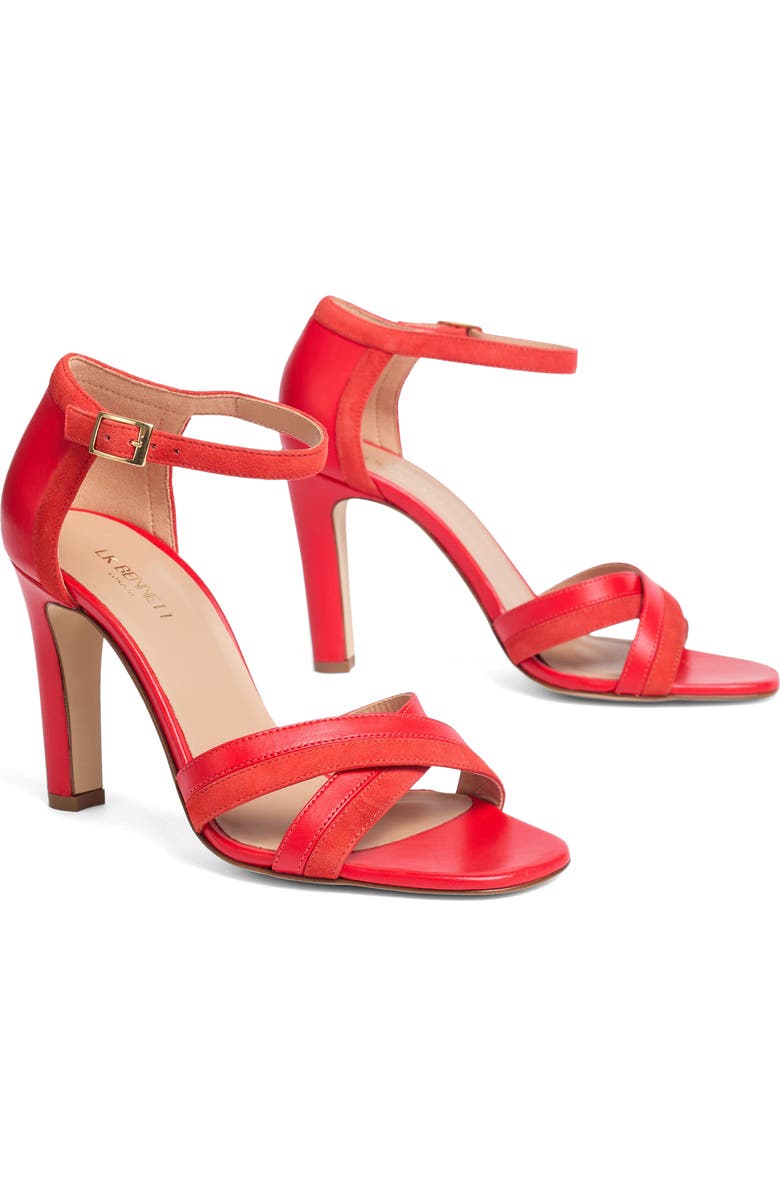 LK Bennett Lennon Colorblock Ankle Strap Sandal, Alternate, color, Red
