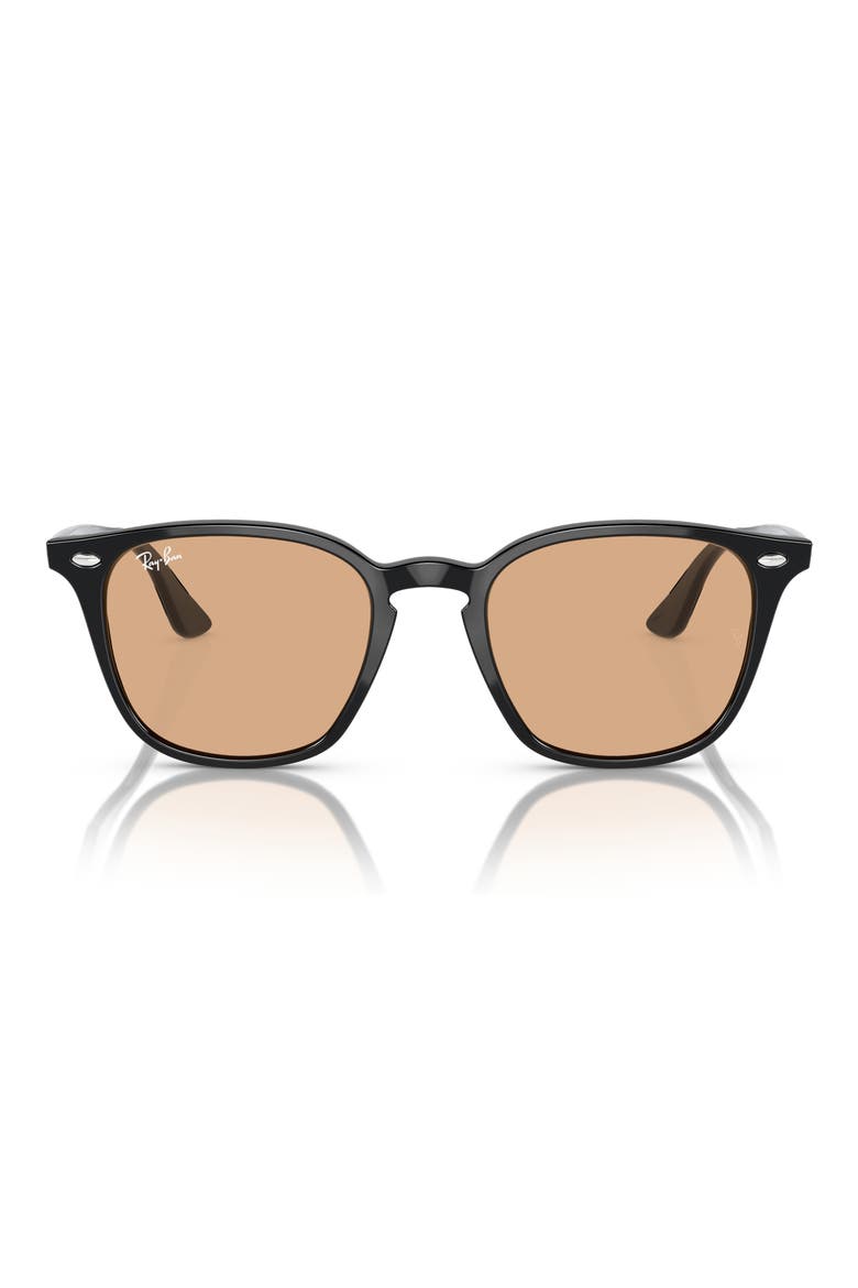 52mm Square Sunglasses, Main, color, BLACK / BROWN