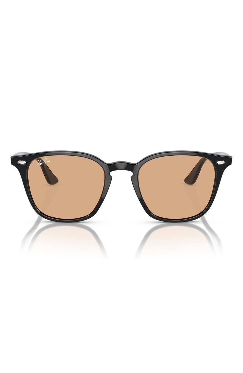 Ray-Ban 52mm Square Sunglasses, Main, color, Black / Brown