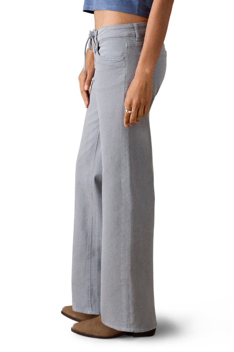 Lace-Up Low Rise Wide Leg Jeans, Alternate, color, BLUE