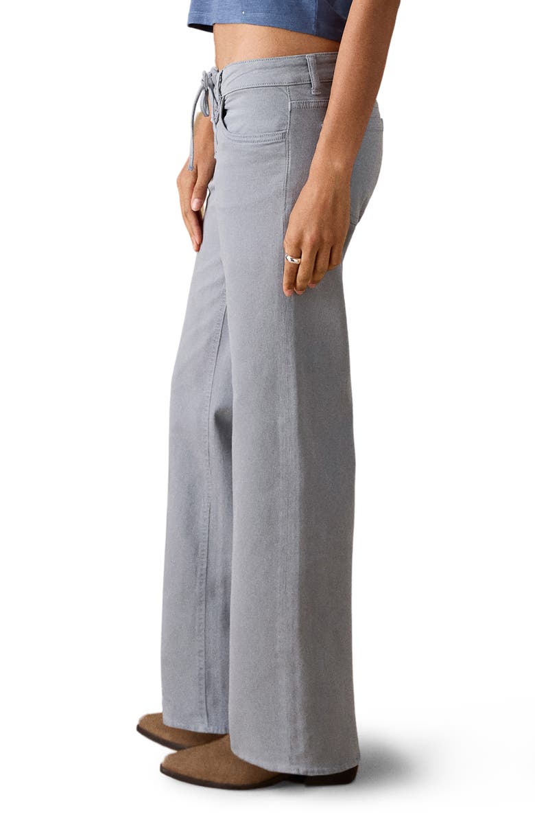 MANGO TEEN Lace-Up Low Rise Wide Leg Jeans, Alternate, color, Blue