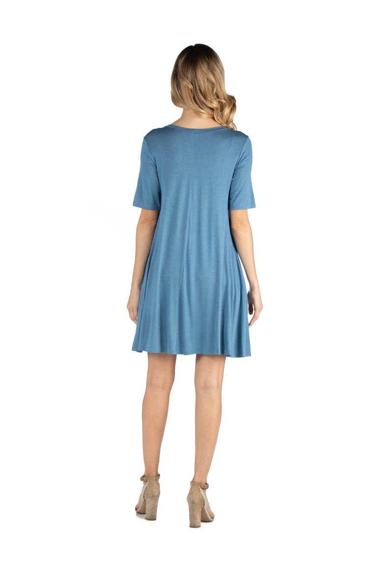 Maternity Soft Flare T-Shirt Dress with Pocket Detail, Alternate, color, Blue