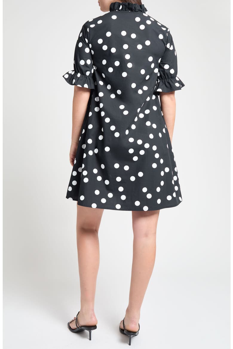 Ruffle Detail Poplin Shift Dress, Alternate, color, BLACK/ WHITE