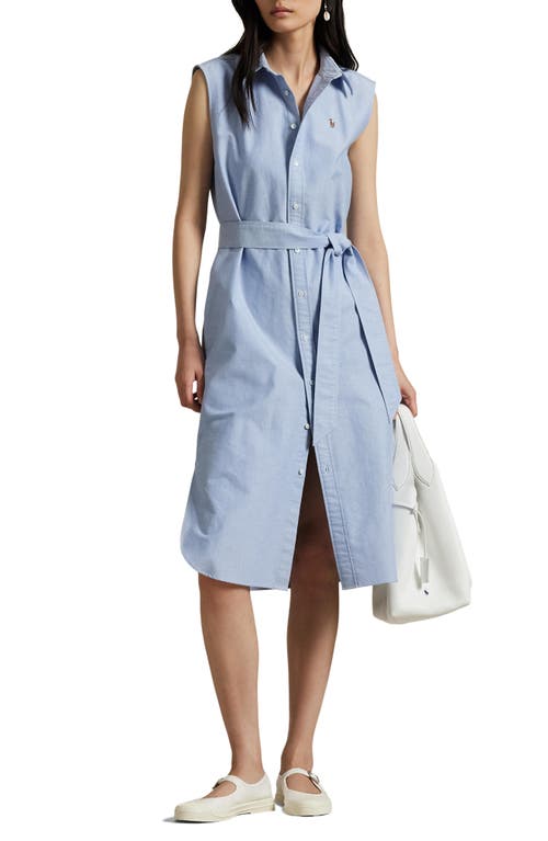 Polo Ralph Lauren Sleeveless Cotton Shirtdress In Blue