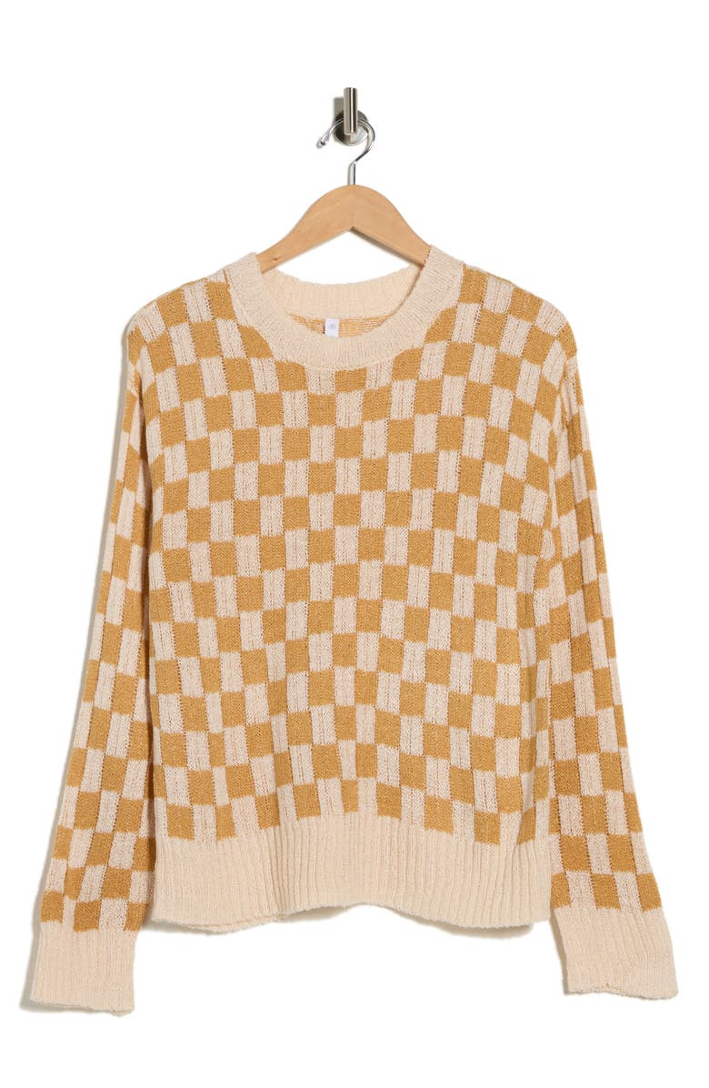 WISHLIST Check Sweater, Alternate, color, Cream/ Camel