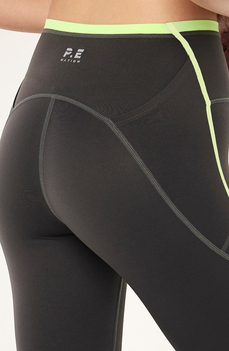 P.E Nation Rapid Pocket Leggings, Alternate, color, Caviar/ Washed Lime