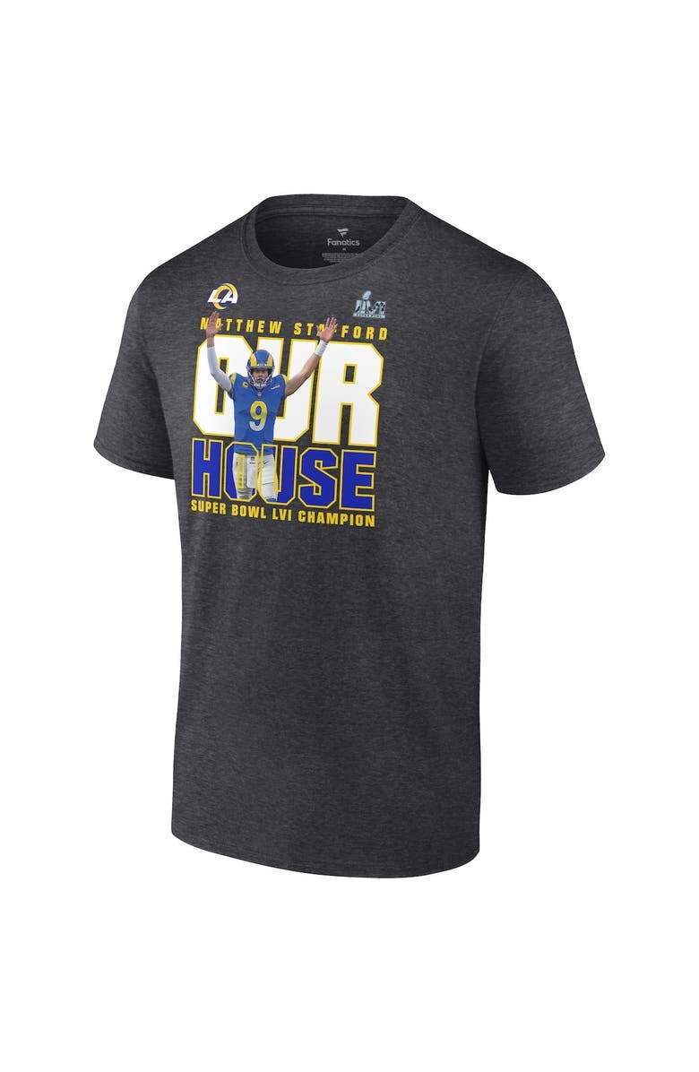 FANATICS Men's Fanatics Branded Matthew Stafford Charcoal Los Angeles Rams Super Bowl LVI Champions Hometown T-Shirt, Alternate, color, 