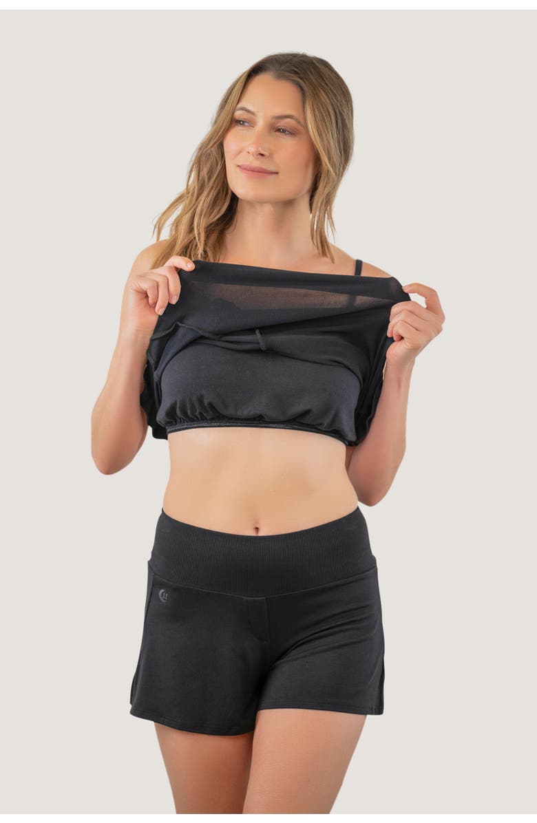 JJwinks Frill Seeker Built-In Shelf Ruffle Lounge & Sleep Top, Alternate, color, Black