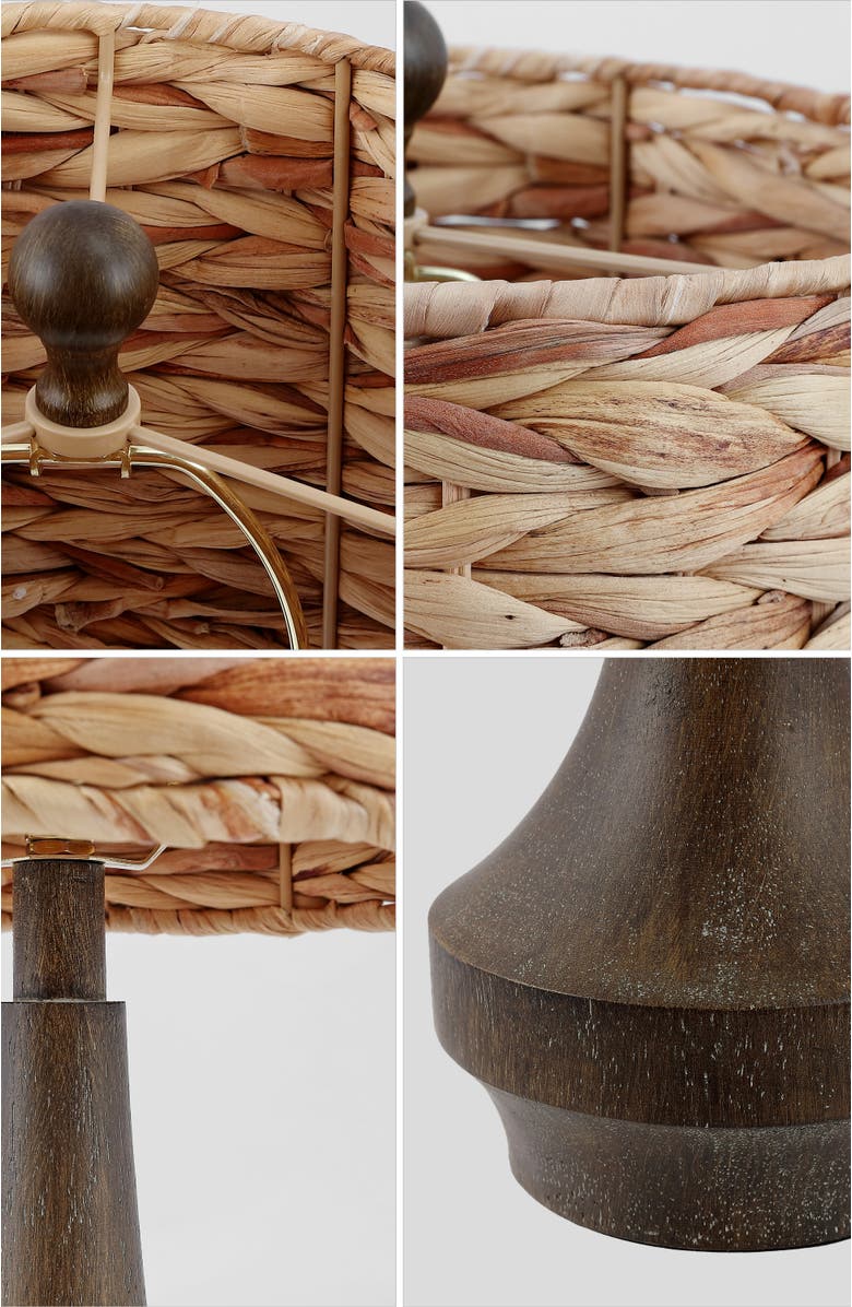 JONATHAN Y Theodore 21" Rustic Farmhouse Handwoven Water Hyacinth/Resin LED Table Lamp, Brown Wood Finish, Alternate, color, Brown Wood Finish