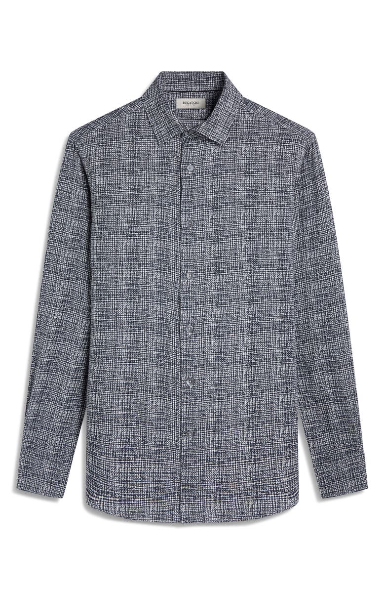 Bugatchi Julian Shaped Fit Pebble Print EcoVero<sup>™</sup> Viscose Button-Up Shirt, Alternate, color, Black