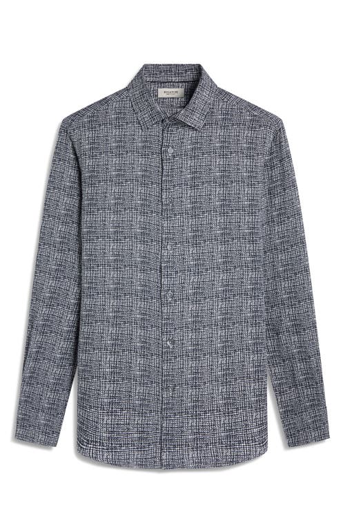 Bugatchi Julian Shaped Fit Pebble Print Ecovero™ Viscose Button-up Shirt In Black