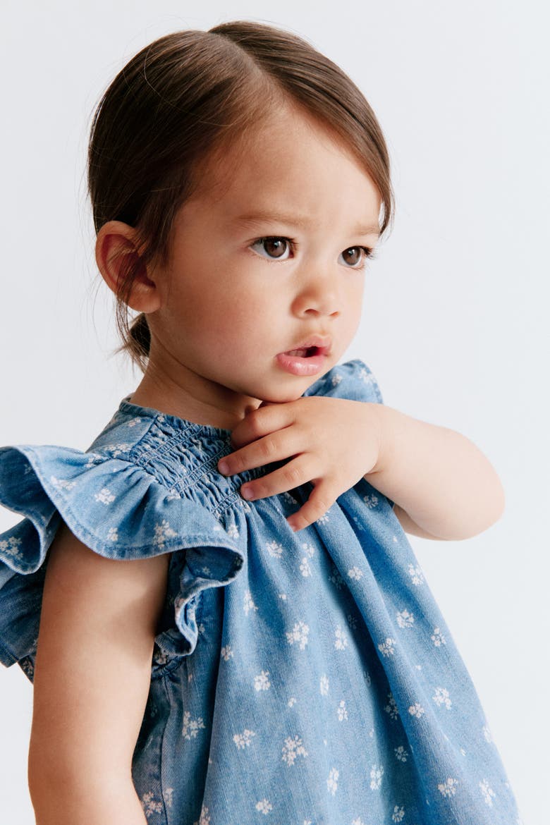 2-piece Printed Denim Set, Alternate, color, Light denim blue/floral