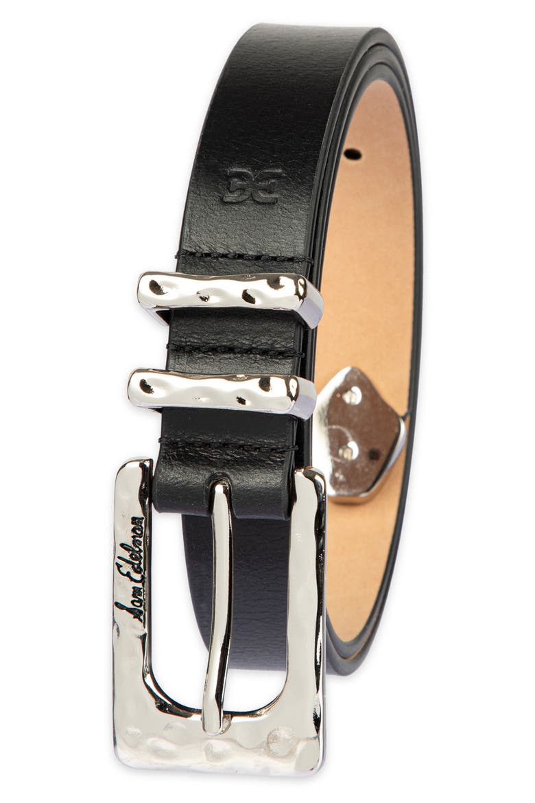 Hammered Leather Belt, Alternate, color, BLACK