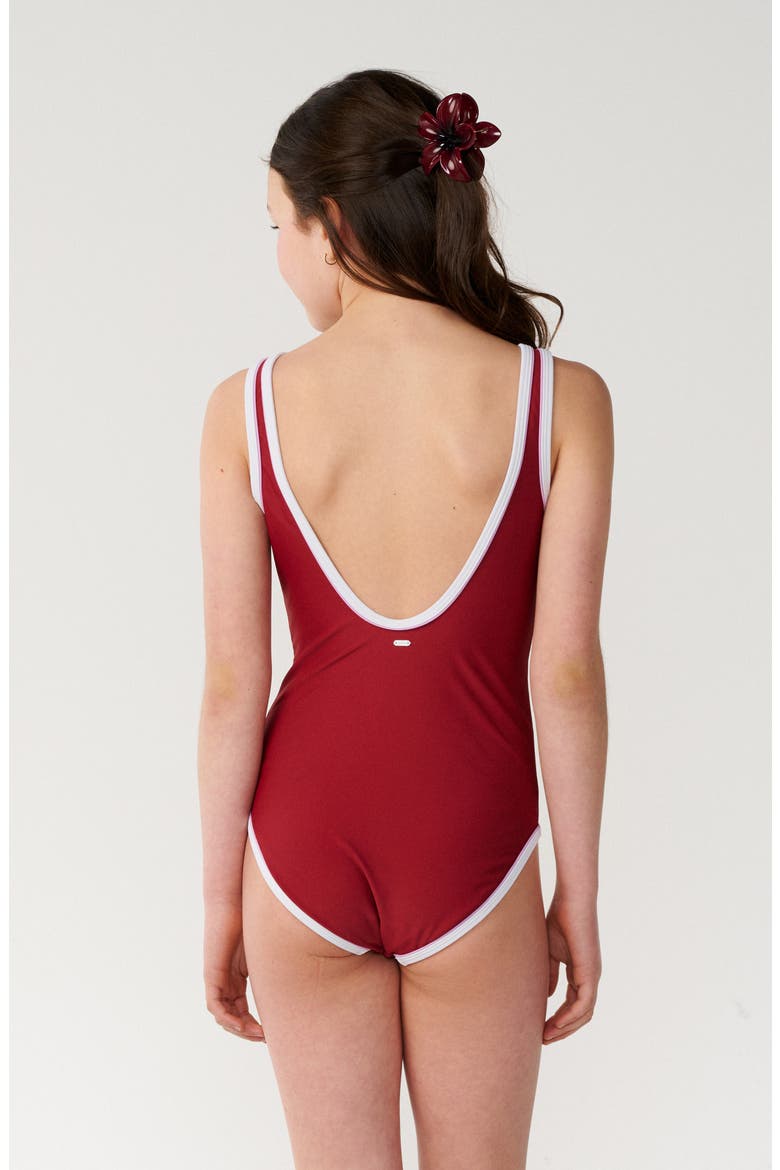 Kids' Retro Pipe One-Piece Swimsuit, Alternate, color, PLUM