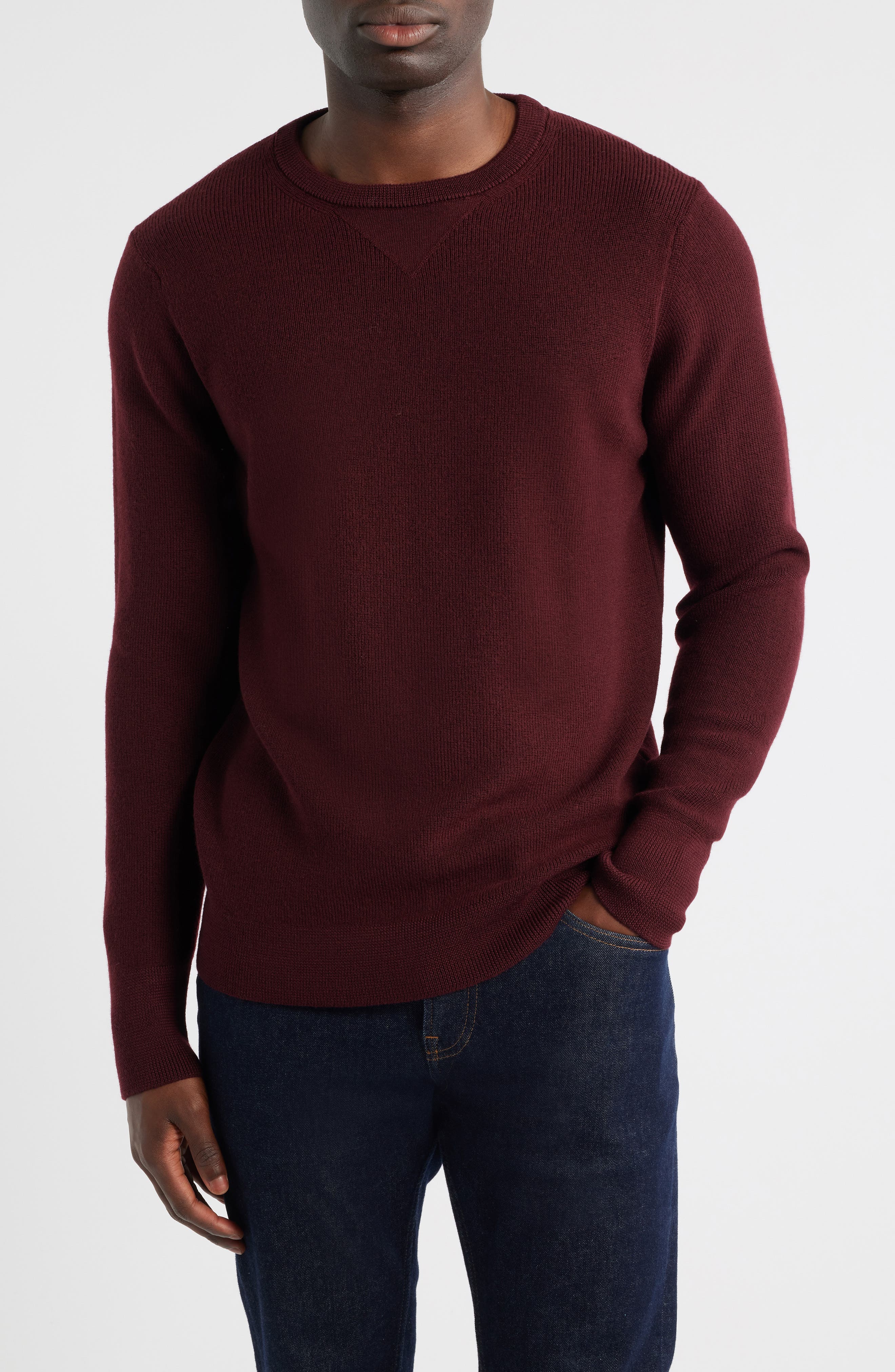 MERZ B SCHWANEN Merino Ribbed Crewneck Sweater