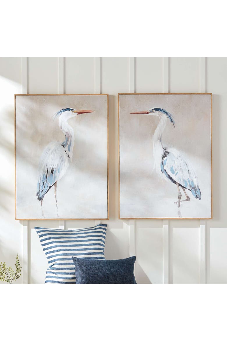 Heron Pair Hand-Embellished Giclees Set Of 2, Alternate, color, Blue