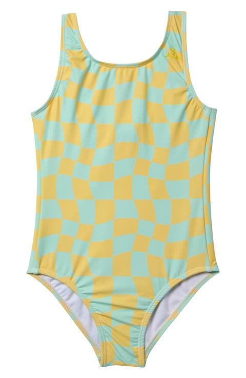 Kids' Wavy Checks One-Piece Swimsuit (Toddler, Little Kid & Big Kid)