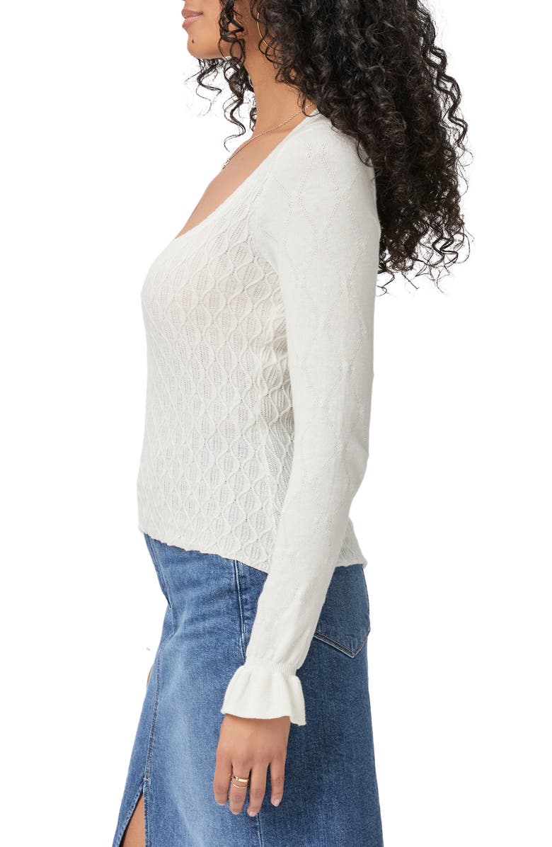 PAIGE Beata Ruffle Cuff Cable Stitch Sweater, Alternate, color, Ivory