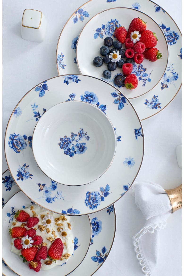 Viola Porcelain 12-Piece Dinnerware Set, Alternate, color, Blue