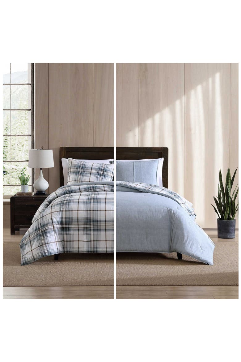 Alder Plaid Reversible Comforter Set, Alternate, color, BLUE GREY