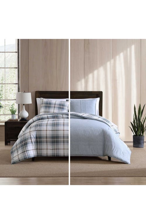 Eddie Bauer Alder Plaid Reversible Comforter Set In Blue Grey