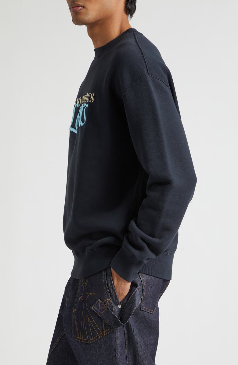 JW Anderson Anonymous Lovers Embroidered Jersey Sweatshirt, Alternate, color, Washed Black