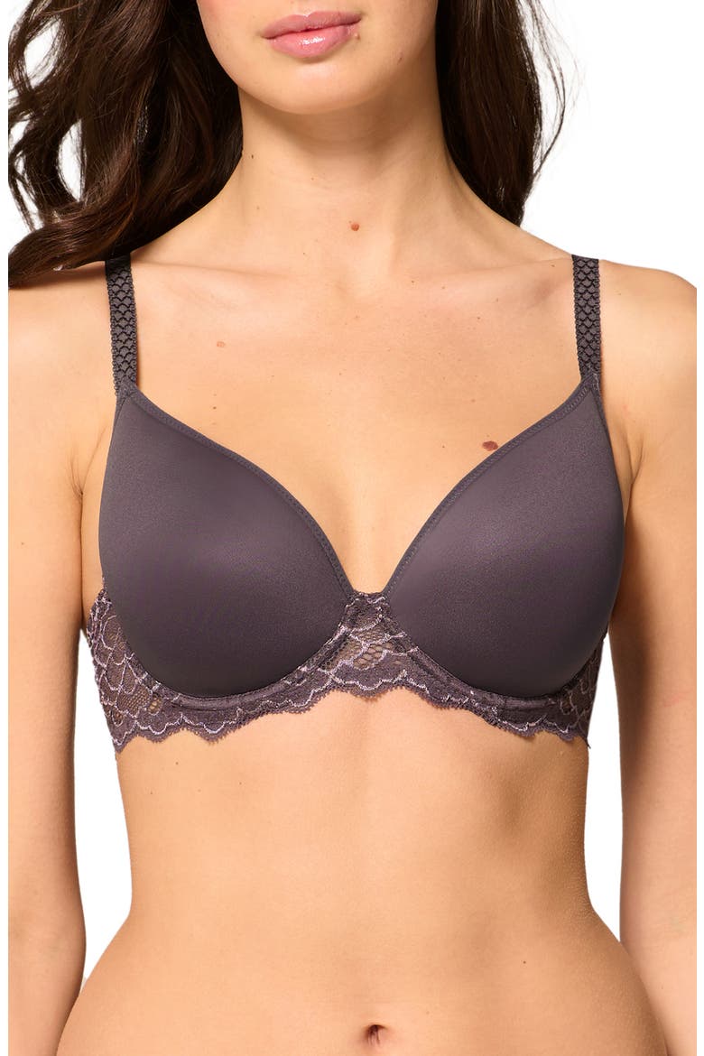 Caresse Underwire Plunge Bra, Main, color, GRAPHITE GREY