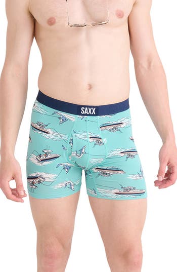 Saxx Ultra Supersoft Relaxed Fit Performance Boxer Briefs In Sharkski- Turquoise