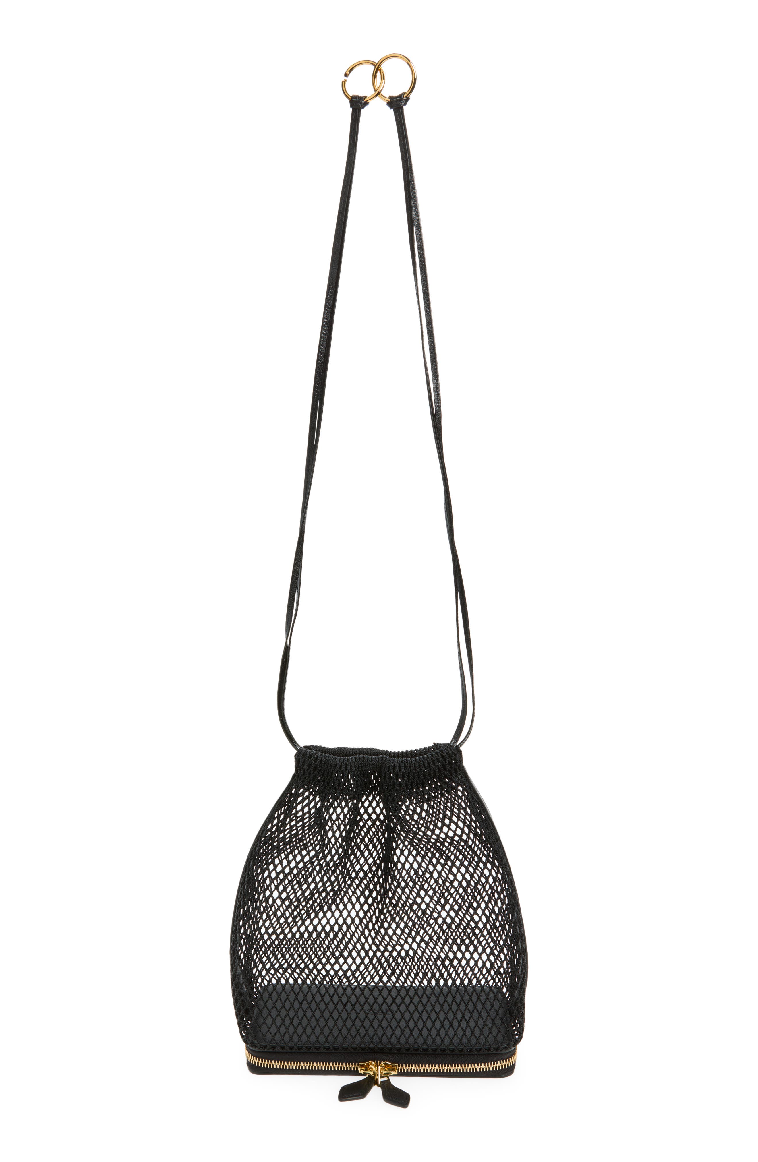 Alaïa Le Pochon Fishnet Shoulder Bag, Main, color, Noir 999