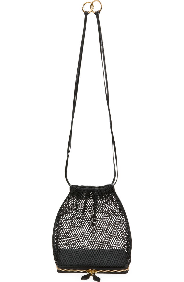 Alaïa Le Pochon Fishnet Shoulder Bag, Main, color, Noir 999