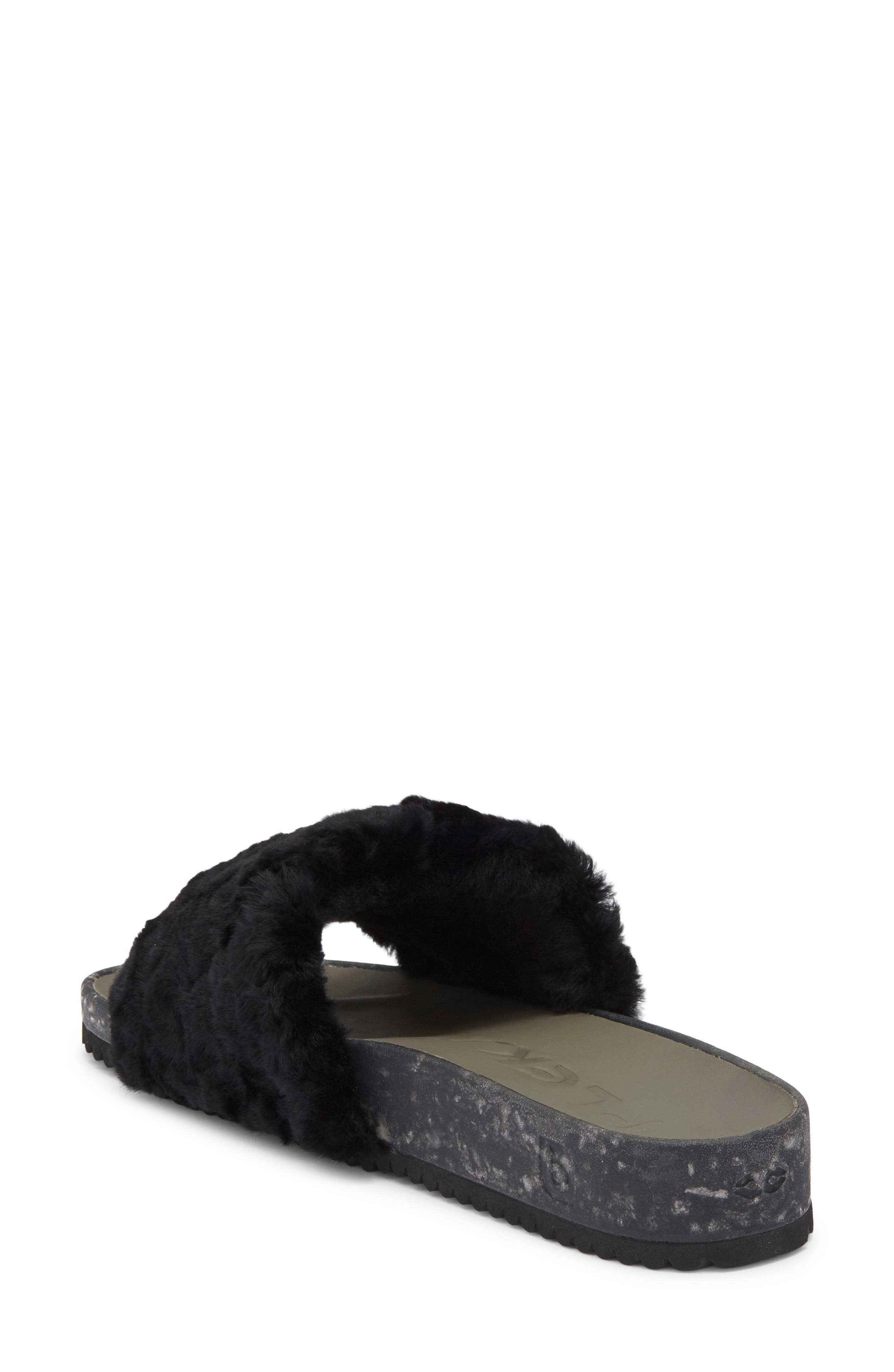 FLEKS San Ysidro Genuine Shearling Slide Sandal, Alternate, color, Raven