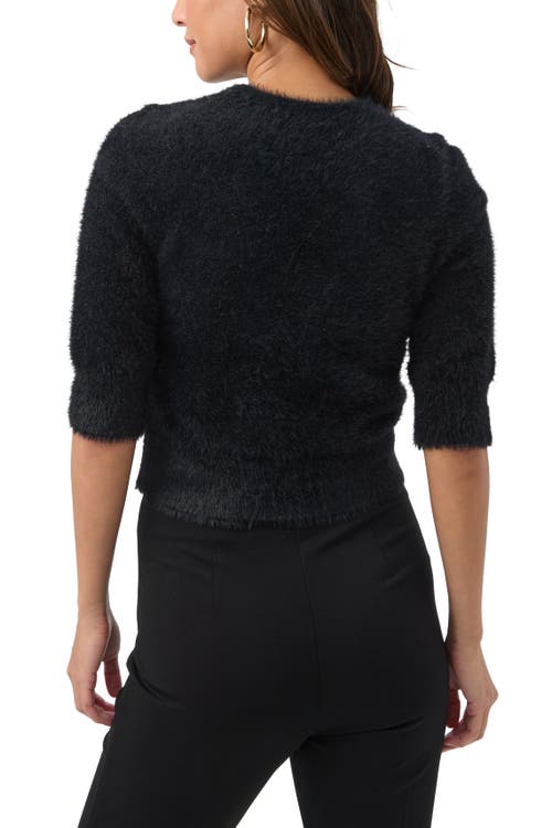 Trina Turk Maliah Fuzzy Elbow Sleeve Sweater In Black