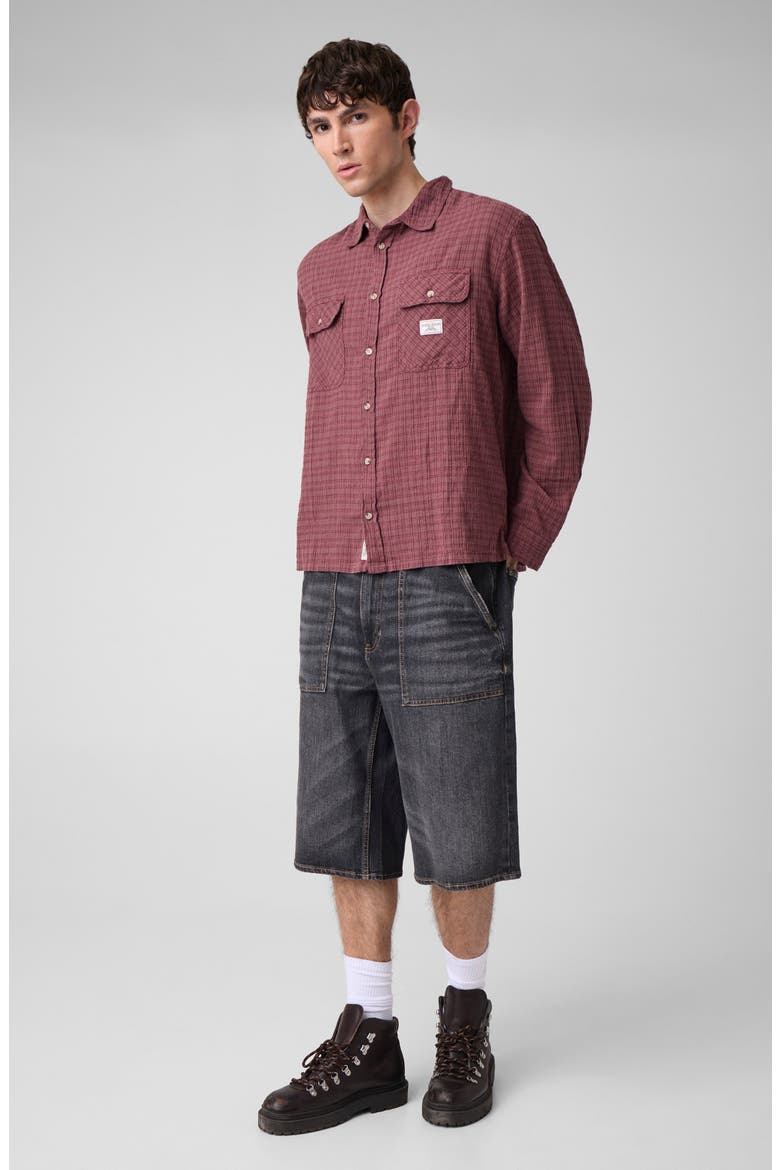 Boxy Cropped Plaid Cotton Shirt, Alternate, color, L40G-LIGHT