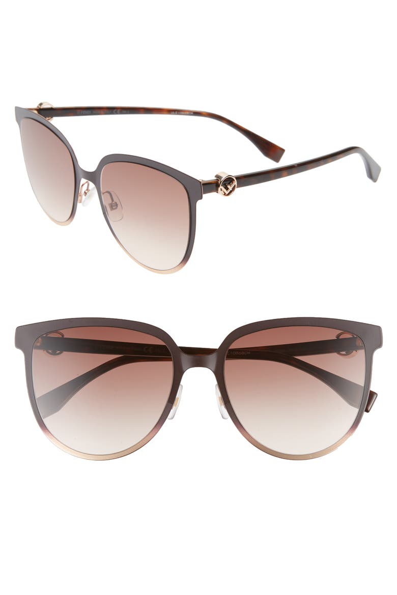 57mm Sunglasses, Main, color, BROWN