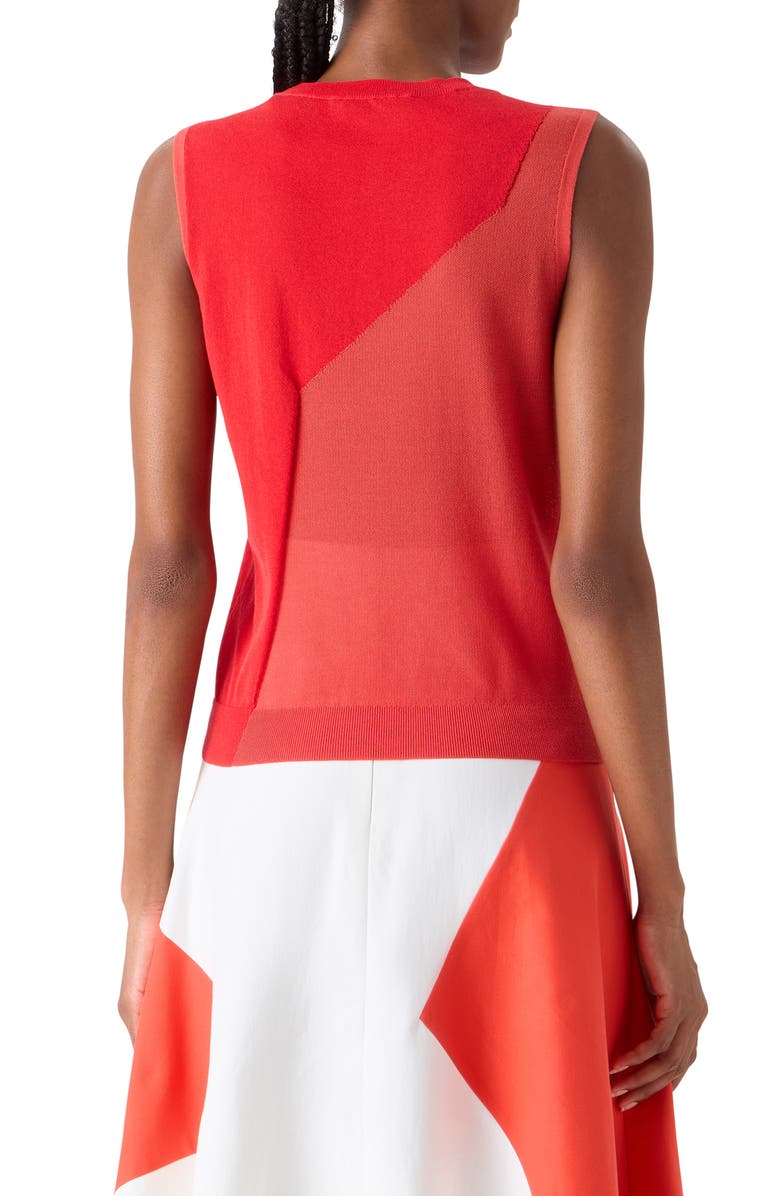 Akris High Plains Colorblock Cotton & Silk Blend Sweater Tank, Alternate, color, Vermillion