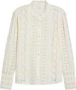 Caslon® Pretty Lace Panel Button-Up Shirt