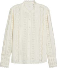 Caslon® Pretty Lace Panel Button-Up Shirt