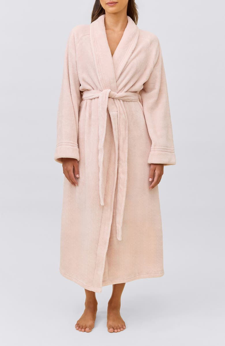 Papinelle Long Plush Robe, Main, color, Winter Rose
