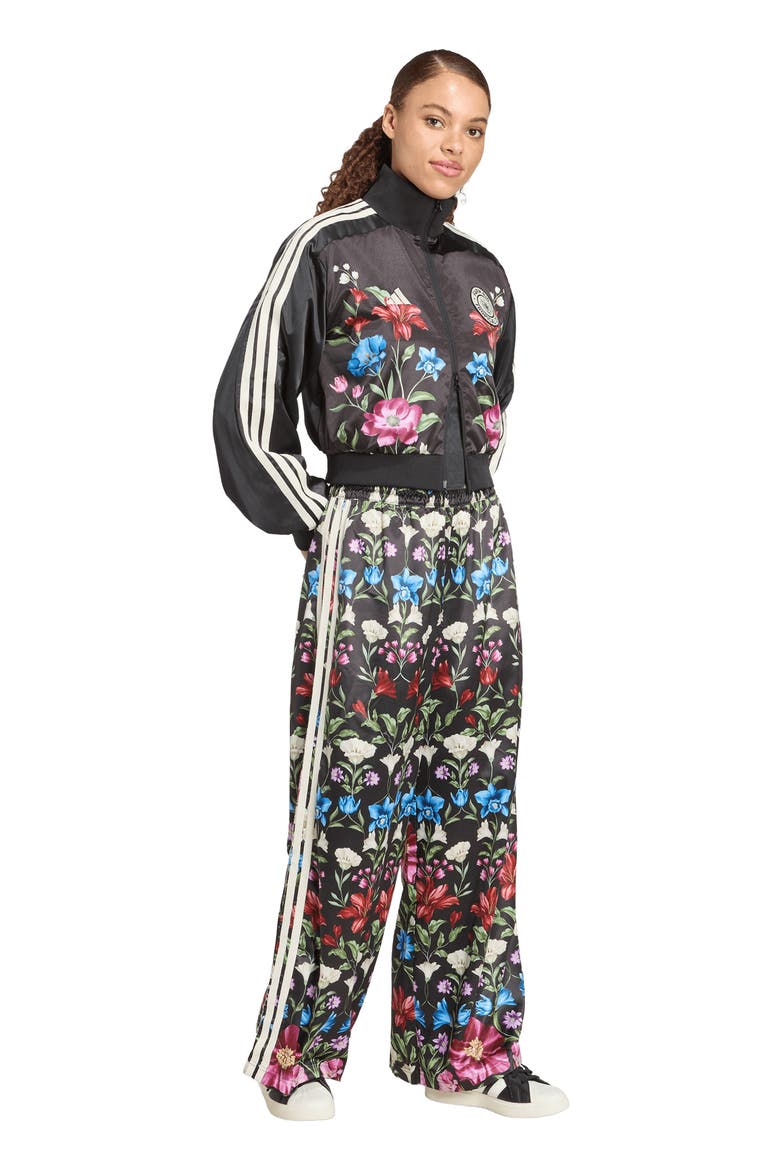 Floral Track Jacket, Alternate, color, BLACK/CREAM WHITE/CRAFT GREEN