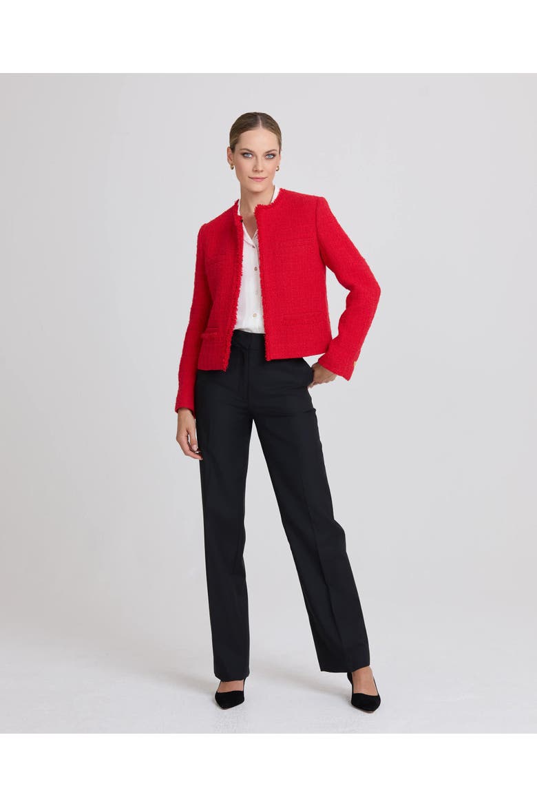 Pauline Cropped Wool Blend Boucle Jacket, Alternate, color, Poppy Red