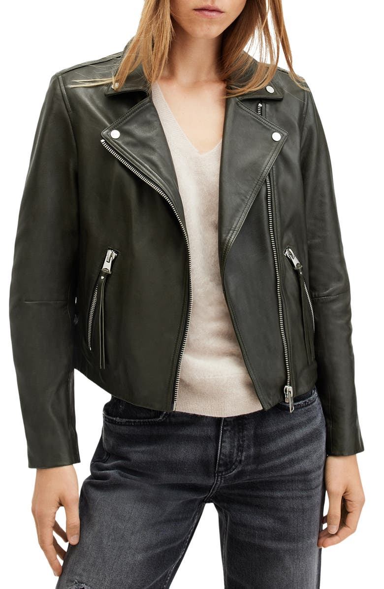 AllSaints Dalby Leather Moto Jacket, Main, color,