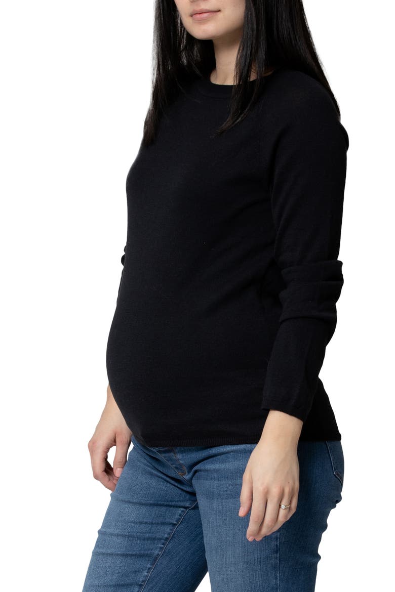 Nina Long Sleeve Maternity Sweater, Alternate, color, BLACK